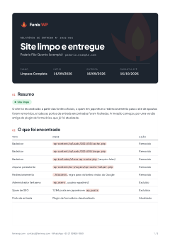 Primeira página do relatório de entrega de exemplo